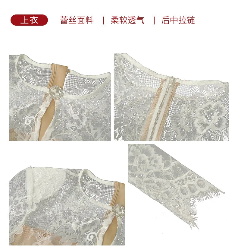summer sexy hollowed-out blouse round collar lace shirt woman