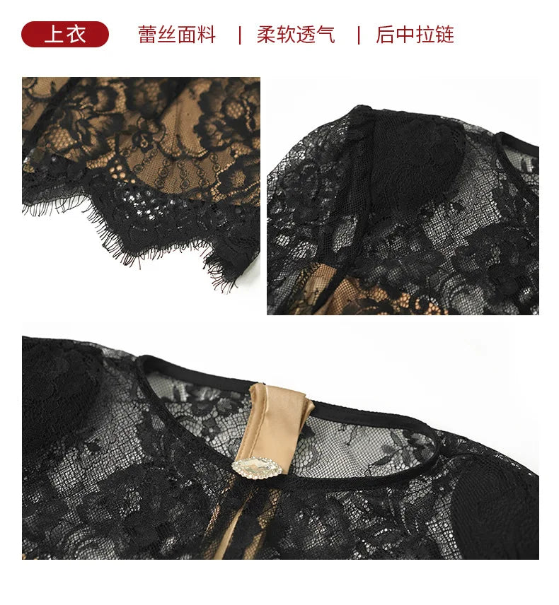 summer sexy hollowed-out blouse round collar lace shirt woman