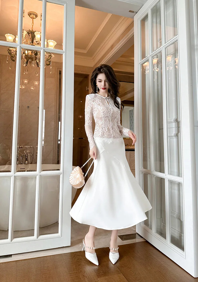 summer sexy hollowed-out blouse round collar lace shirt woman